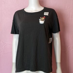 Old Navy Gray Gingerbread Man and Milk Short Sleeve Christmas Tee size Medium
